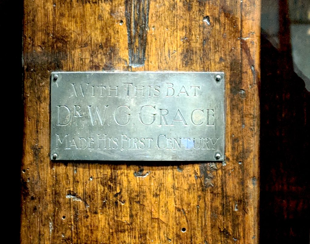 W G Grace's Cricket Bat close up