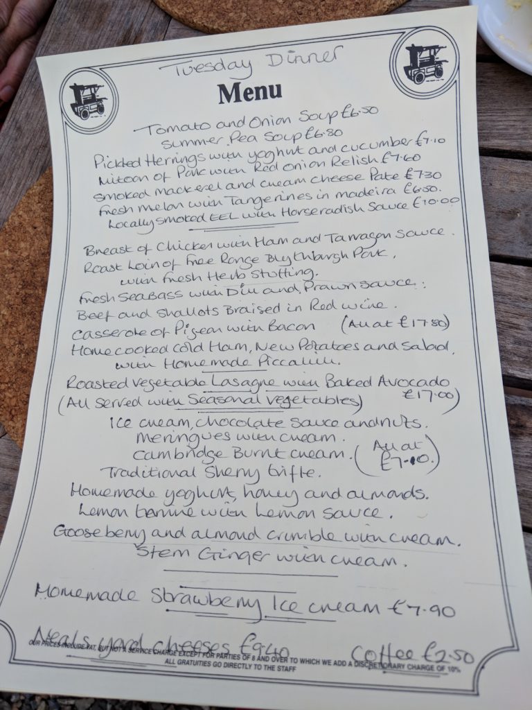 Hand written menu