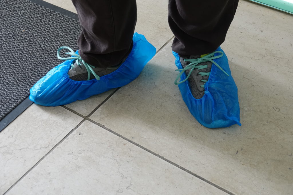 Plastic bags on feet